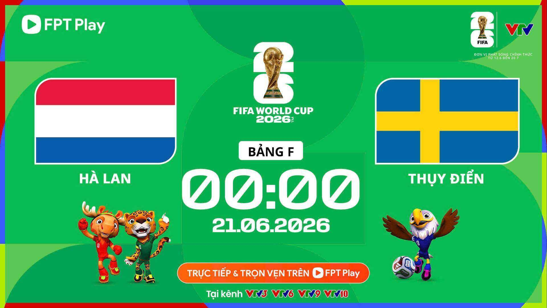 Link xem trực tiếp Hà Lan và Thụy Điển (bảng F World Cup 2026)
